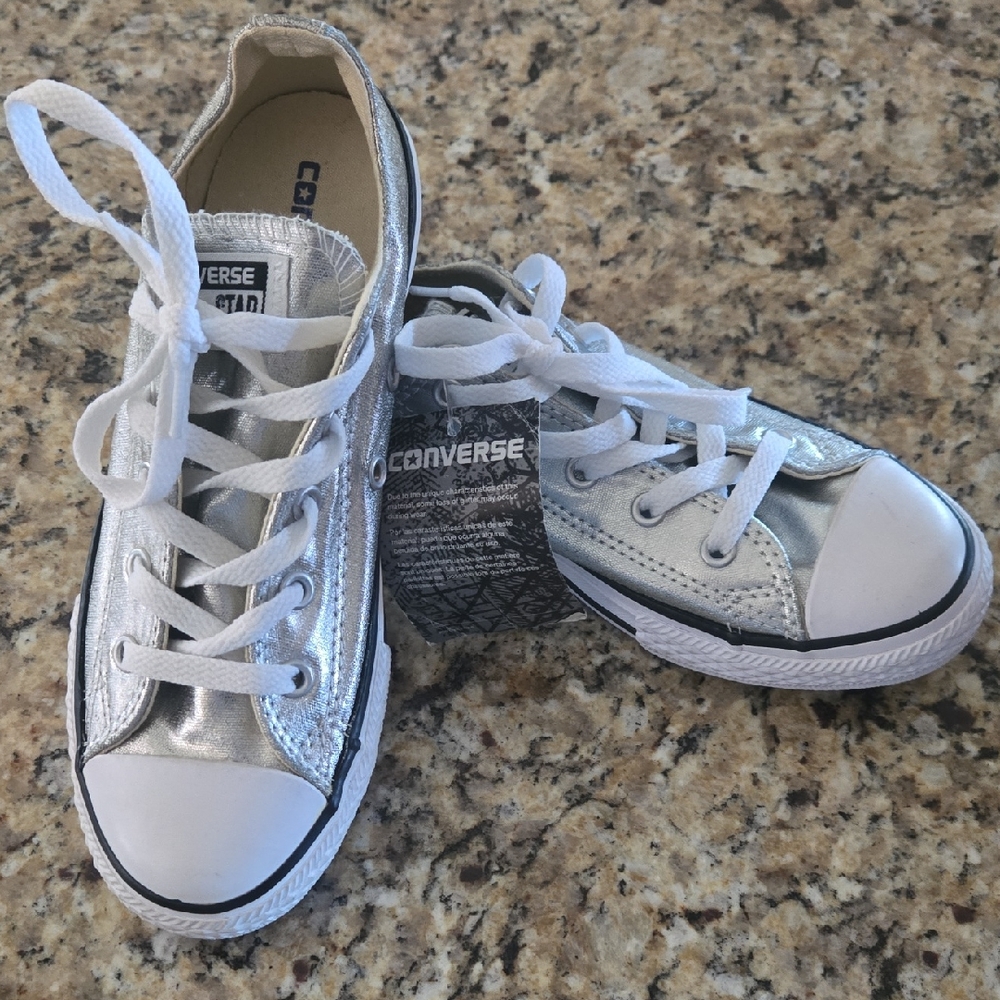 Converse Kids Metallic Silver Sneakers